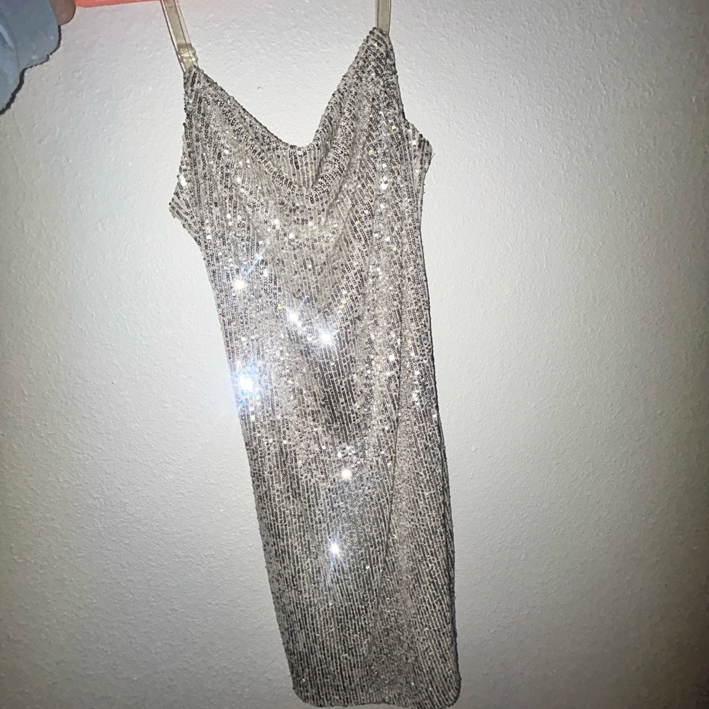Elegant Gold and Silver Sequin Dress